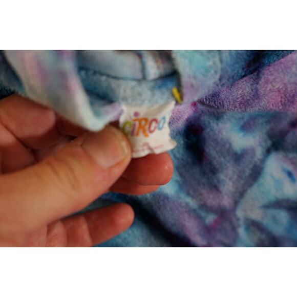 Circo Women's 4T Tie Dye Hooded Cotton Top Long Sleeve Blue Purple - Picture 3 of 10